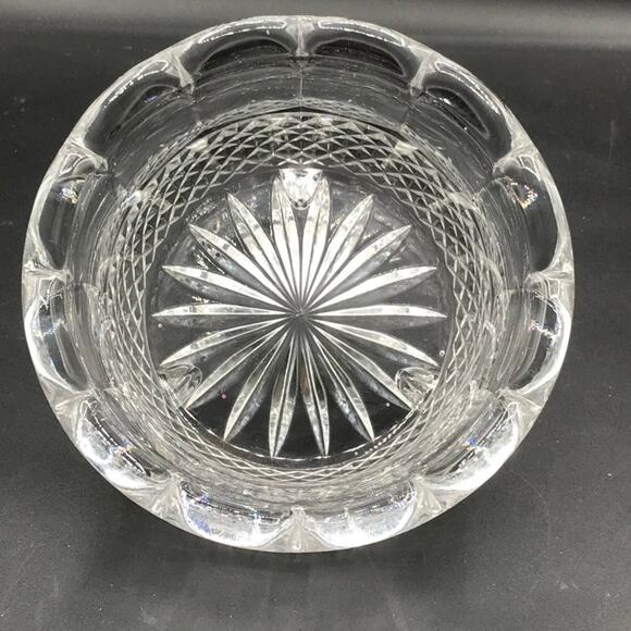 Vintage Crystal Candy Dish Scalloped Rim Diamond Pattern - Picture 3 of 9
